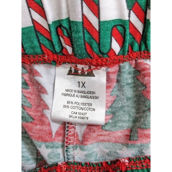 Christmas Sleep Jogger Pajama Womens Plus 1X Red Green Cotton Blend Lightweight - Picture 3 of 3